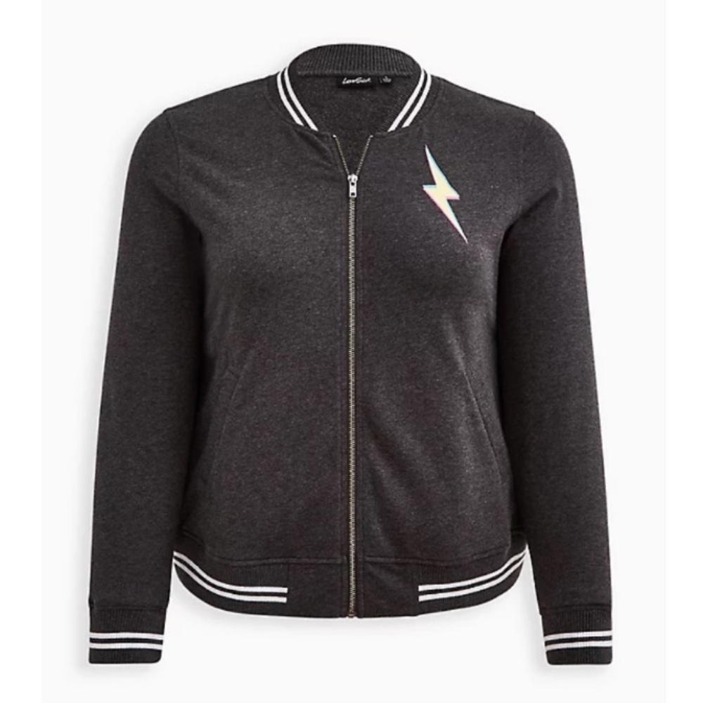 RELAXED BOMBER JACKET - EVERYDAY FLEECE LOVESICK SKULL BOLT CHARCOAL HEATHER